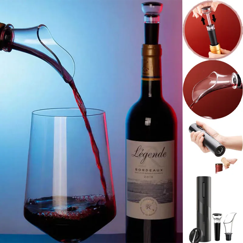 

4 In 1 USB Circle Joy Samurai Electric Bottle Wine Opener Set Automatic Corkscrew Red Wine Kitchen Accessories Tools