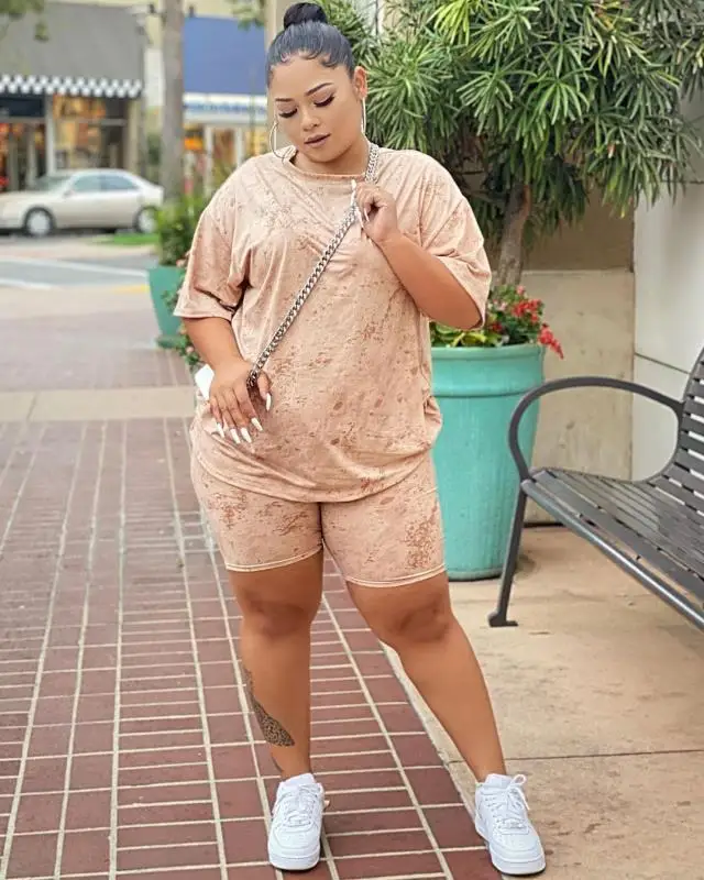 2021 Spring Women Casual Tracksuits Outfits Plus Size Fashion Lady High  Waist Biker Shorts + O Neck Loose T Shirts Two Piece Set|Women's Sets| -  AliExpress