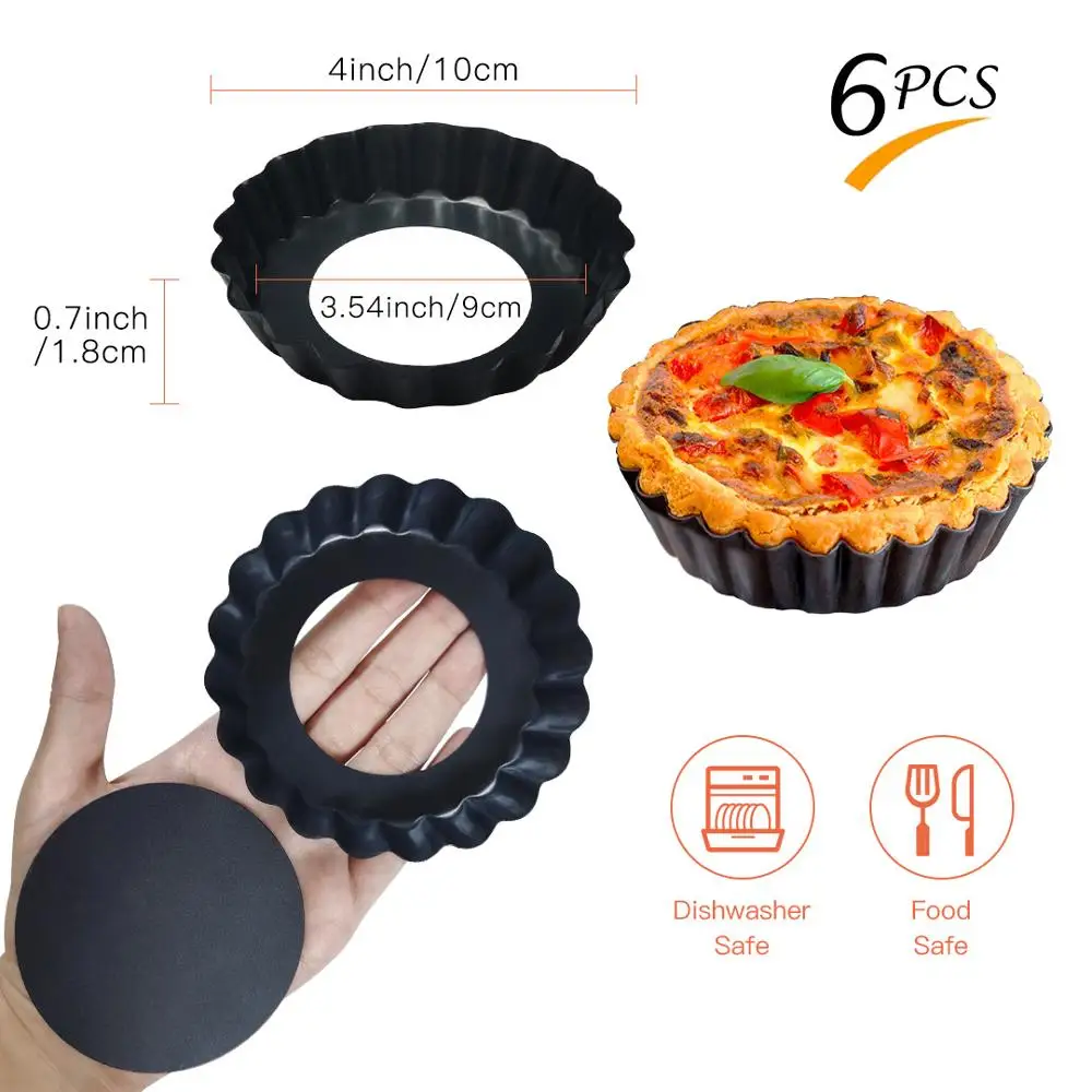 6 шт./партия антипригарная Tart Quiche Flan Pan Форма для пирога пиццы форма торта со