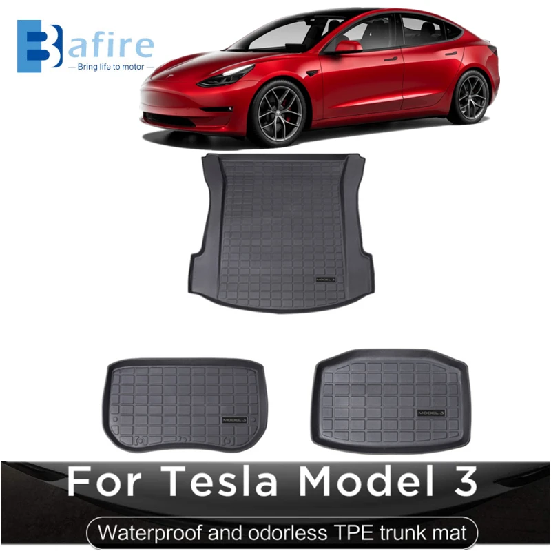 Tesla Model 3 : Tapis de coffre 3D (caoutchouc TPR de qualité
