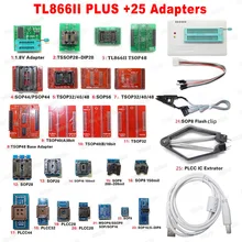 2021 mais novo tl866ii plus + 25 adaptadores universal original minipro programador tl866 nand flash avr pic bios leitor