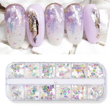 Ceny Dekoracje Artystyczne Do Paznokci Syrenka Z Akrylowymi Cekinami Rhinestone Z Przeźroczyste Pudełko Nowe Akcesoria Do Paznokci Akcesoria Do Paznokci