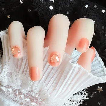 

24pcs/box The New 3d Rose Hermosa With Diamond Set Red Book Is The Same As The Finished Nail Patch artificial nails with glue