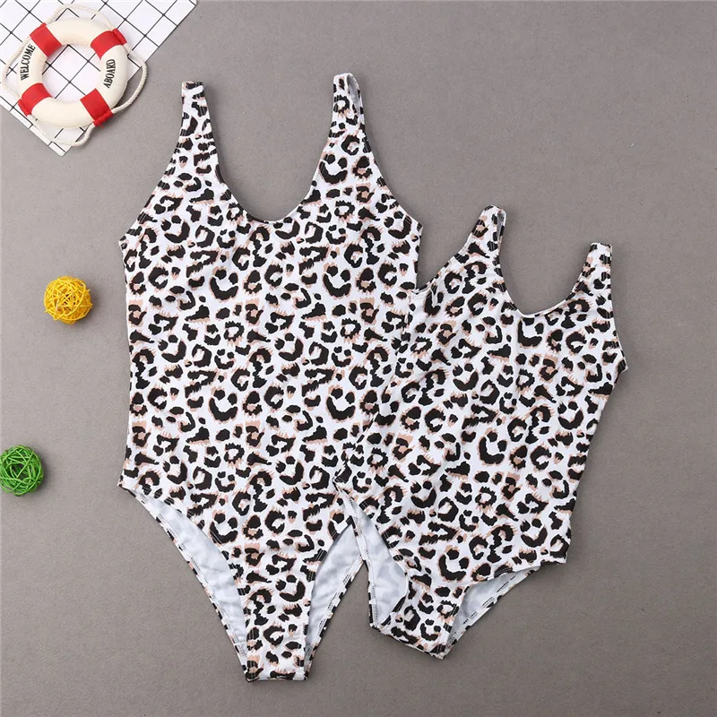 

bunvel Summer Beach Family Matching Clothes Leopard Print Mommy and Me Swimsuits Daddy Toddler Mother Baby Girls Boys Swimwear