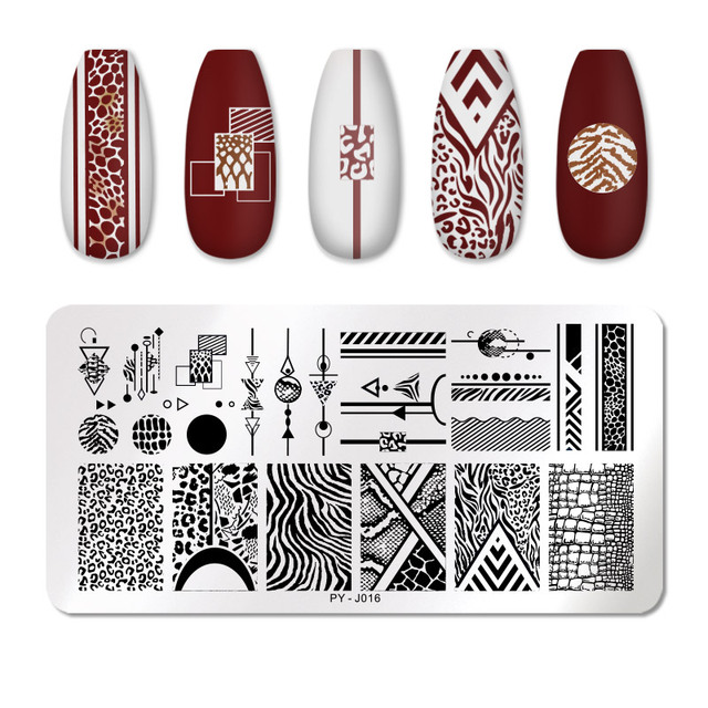 YOU Geometry Nail Stamping Plates Lines Animal Fruits Theme Template Plate Mold Nail Art Stencil Tools