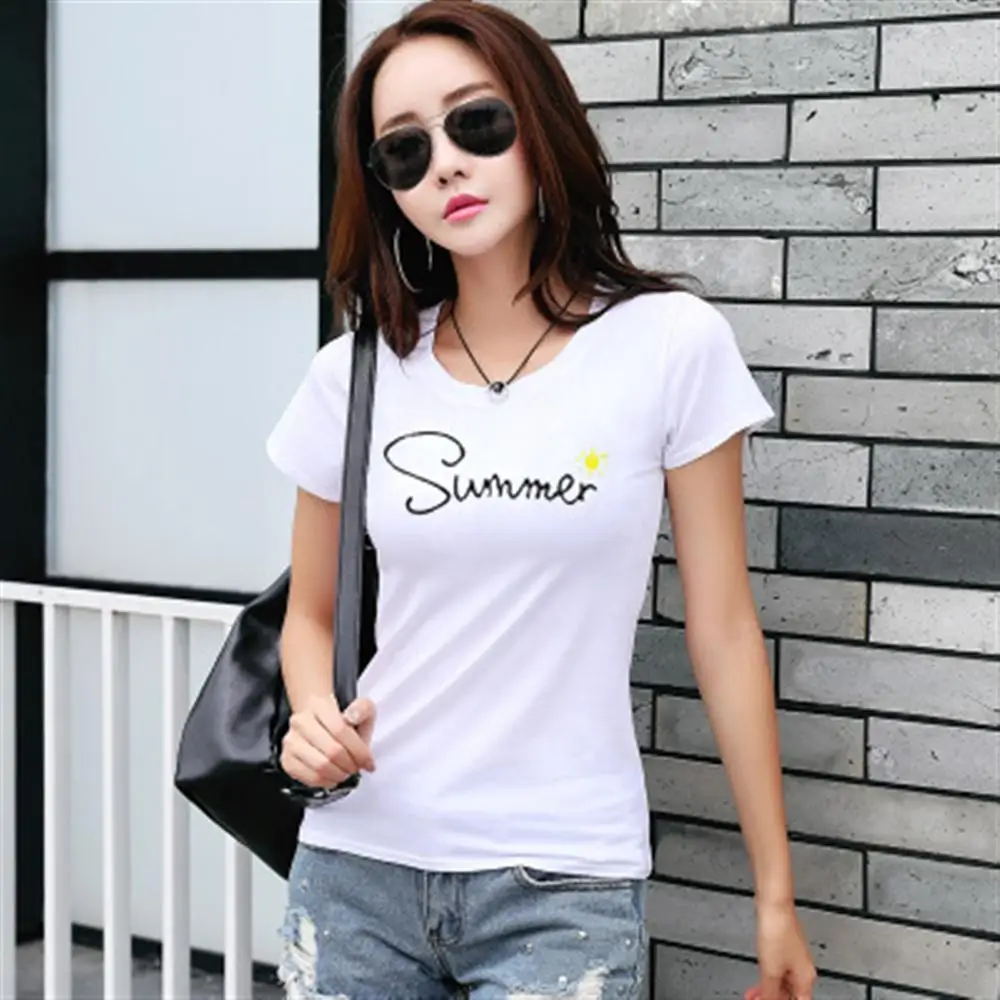 2020 Новая Летняя женская футболка с коротким рукавом летняя тонкая белая