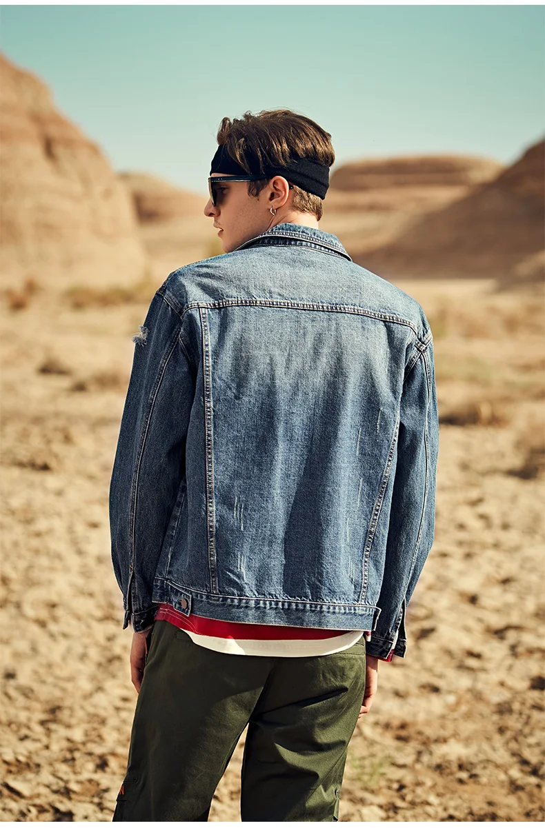 Enjeolon Men Denim Jacket Autumn Fashion Streetwear Bomber Jacket Mens Outwear Jeans Jacket Male Cowboy Coats Clothing 3XL NT804