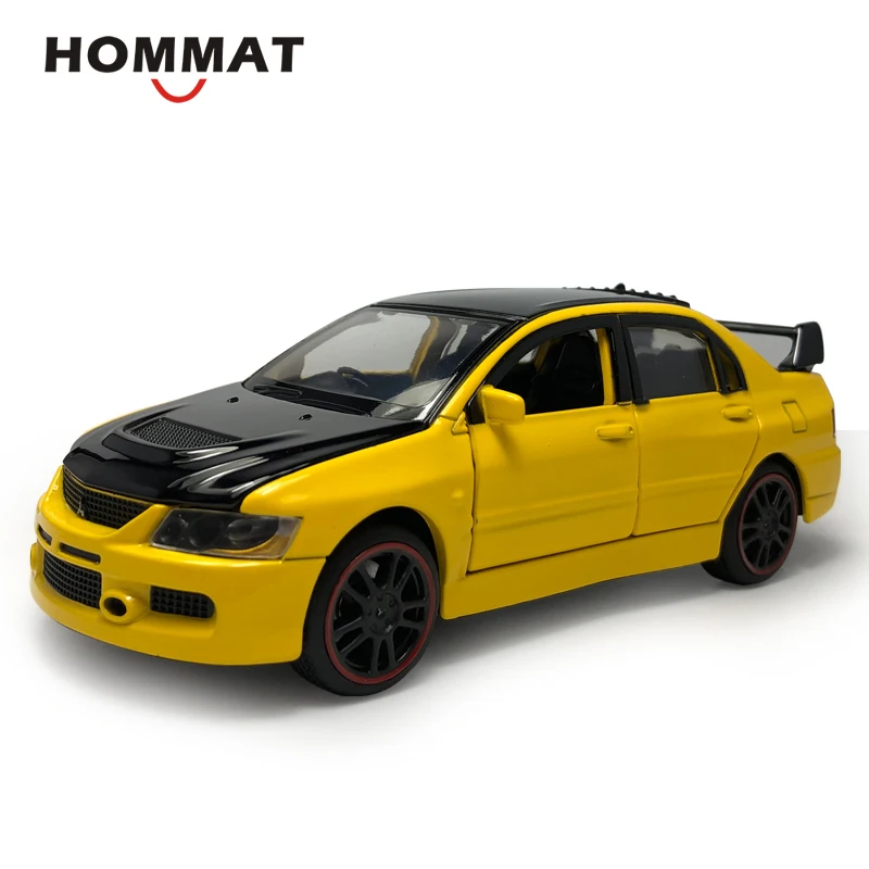 HOMMAT 1:32 Mitsubishi Lancer Evolution IX EVO черная крыша сплав металла Литые и игрушечные машинки модели автомобилей детские игрушки для мальчиков - Цвет: Yellow