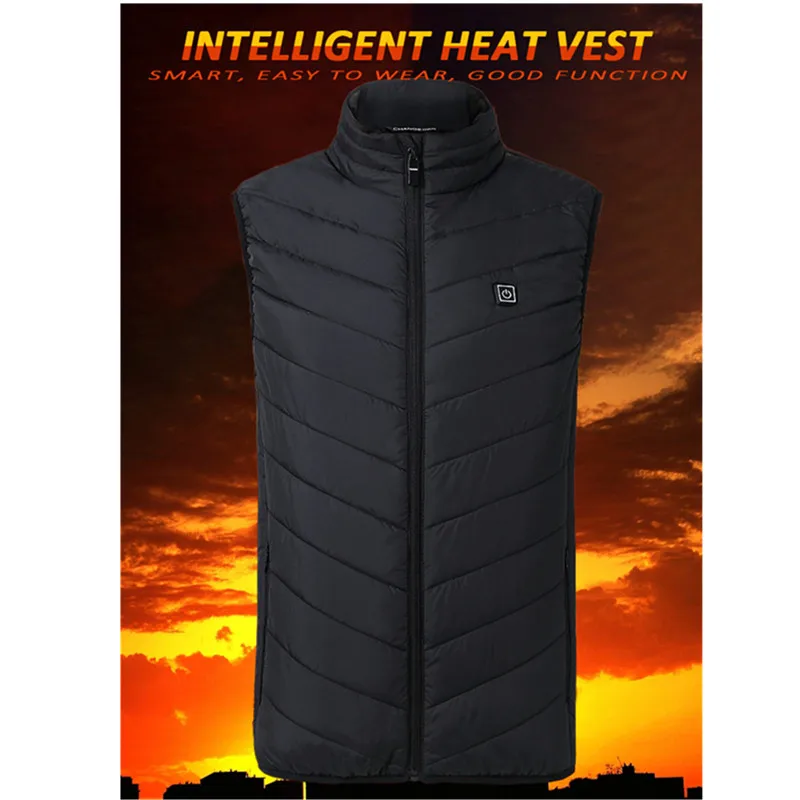 

2019 Men and women new warm down cotton vest jacket smart heating vest USB charging heating cotton jacket cold warm