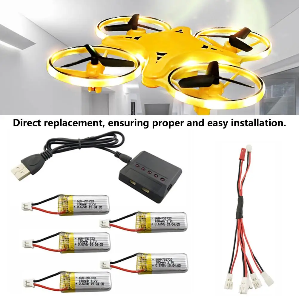 

3.7V 180mAh Lithium Battery with 5 in 1 Charging Conversion Cable for A20 A20W Four-axis Drone Remote Control Helicopter Spare P