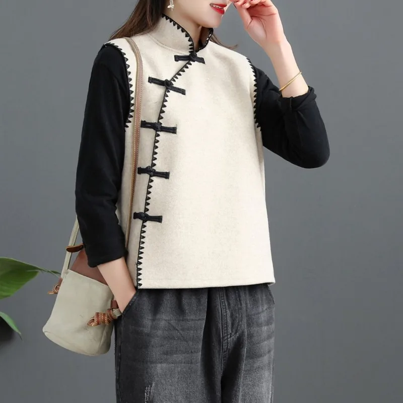 Retro Chinese Style Top Vest Women Modern Tang Suit Gilet Shirt Loose Oriental China Traditional Ethnic Blouse Clothing Harajuku