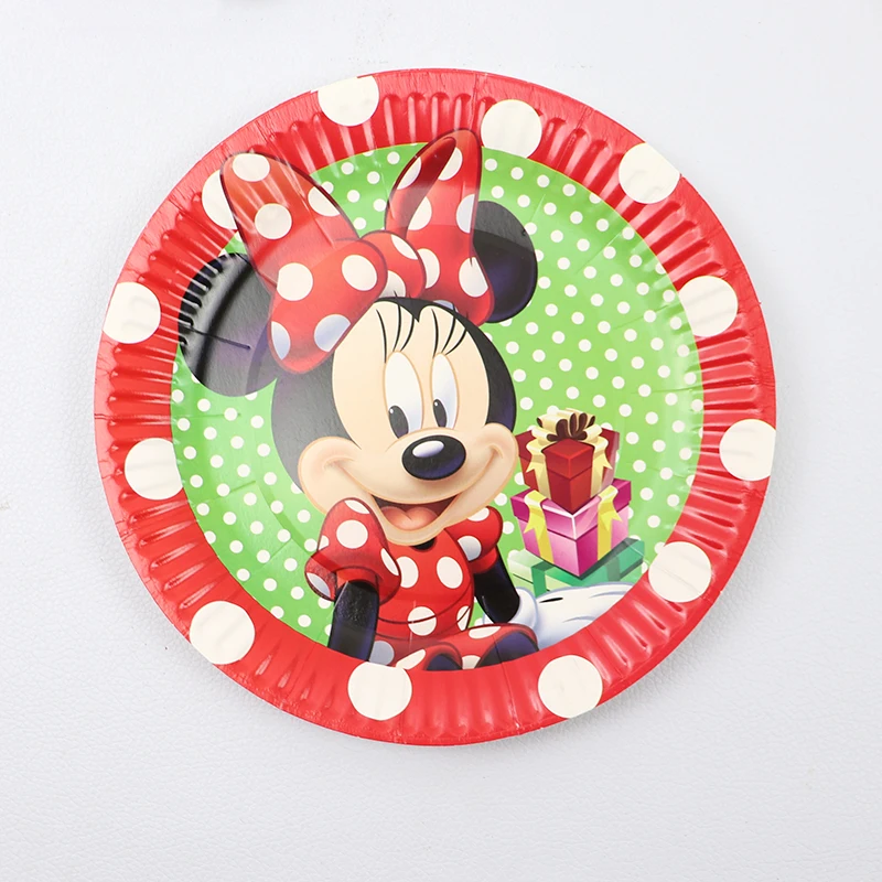 9inch plate 10pcs Дисней Минни вечерние одноразовые посуда Красный Минни Маус вечерние Салфетка под тарелку кружку Дети Девочка День рождения украшения принадлежности - Цвет: 9inch plate 10pcs