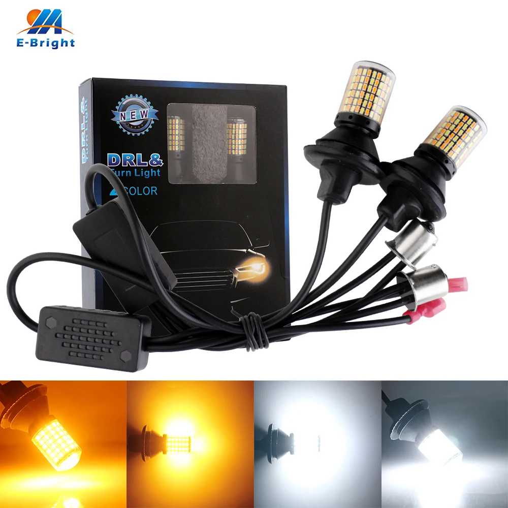 

2X Canbus 12V 3014 168SMD Kit BA15S BAU15S 3156 7440 Led Bulbs Car Turn Signal Light DRL Daytime White&Amber Dual Color No Error