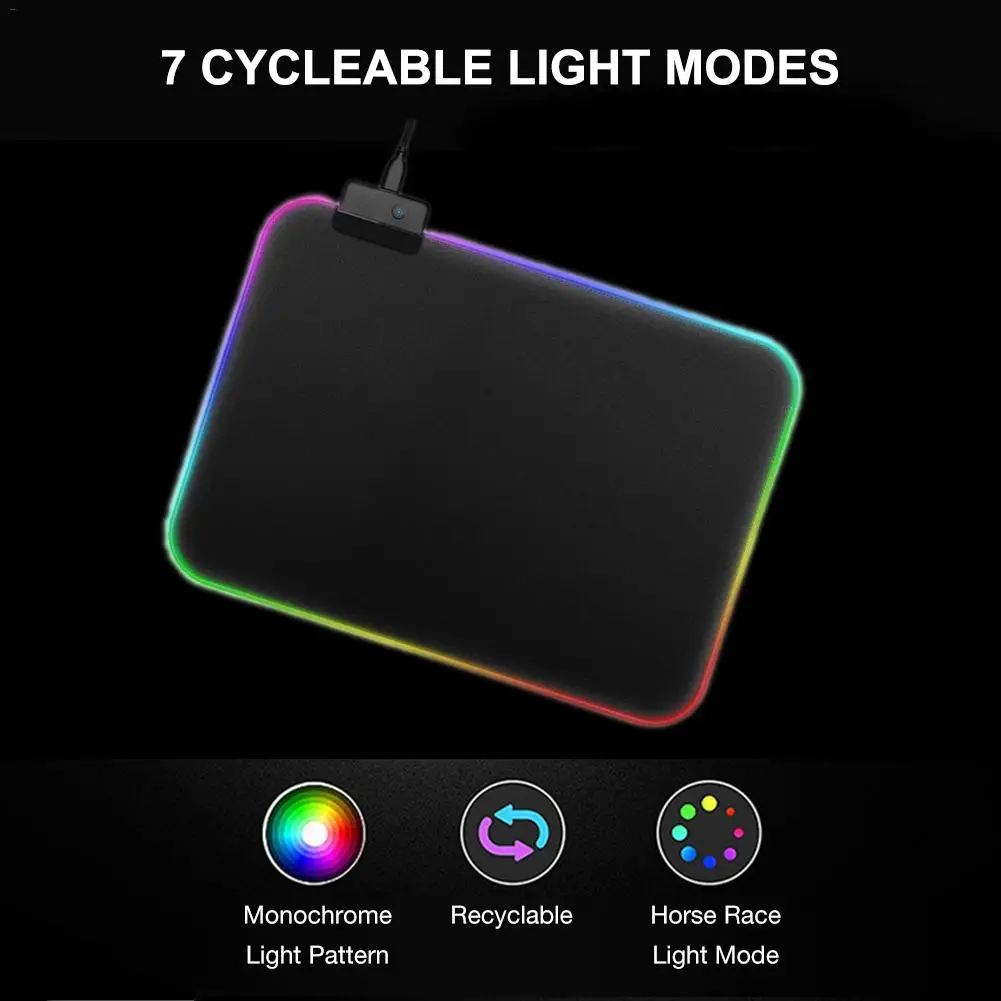 Горячая светящаяся игровая коврик для мыши цветной негабаритный светящийся USB светодиодный Расширенный клавиатура с подсветкой PU нескользящий коврик
