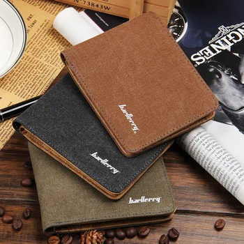 

Fashion Linen Men Wallets Quality Soft Linen Design Wallet Hot Sale Casual Short Style 3 Color Credit Card Holder Wallet