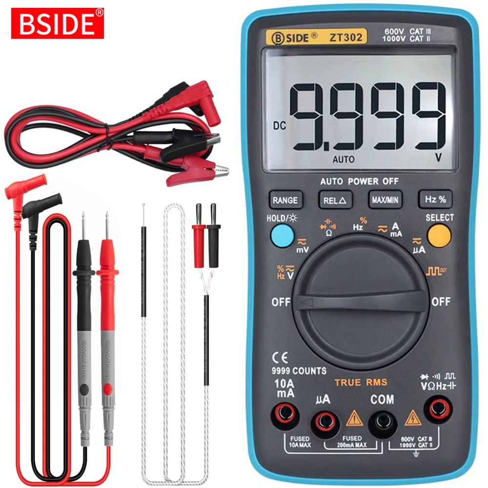 Digital Multimeter BSIDE ZT301 ZT302 True RMS DC/DA Voltmeter Ammeter Multimeter DMM Resistance Ohm Cap Hz Temp Tester Meter