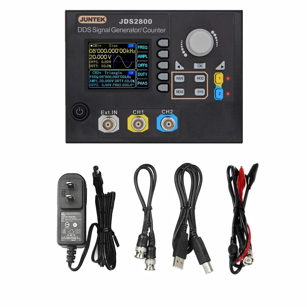 JUNTEK JDS2800 60M 60MHz DDS генератор сигналов с цифровым управлением Двухканальный