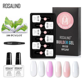 

ROSALIND Builder Gel Kit Nail Art Poly Gel With Nail Form Soak Off Hybrid Varnish Extension Semi Permanent Need UV Led Poly Gel