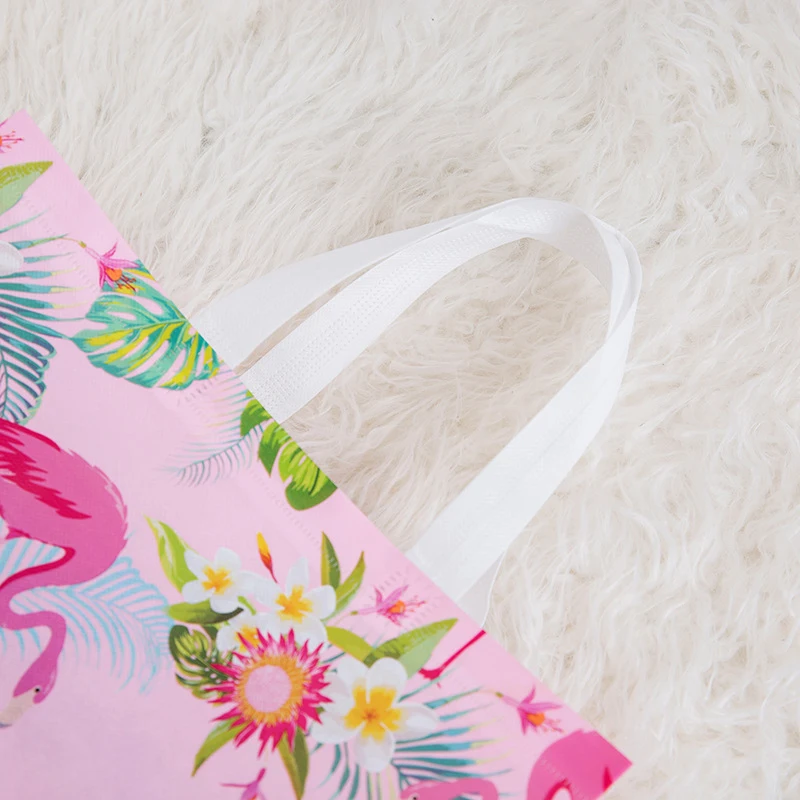 Foldable Reusable Storage Shopping Bag Women Tote Pouch Flamingo Flower Portable 