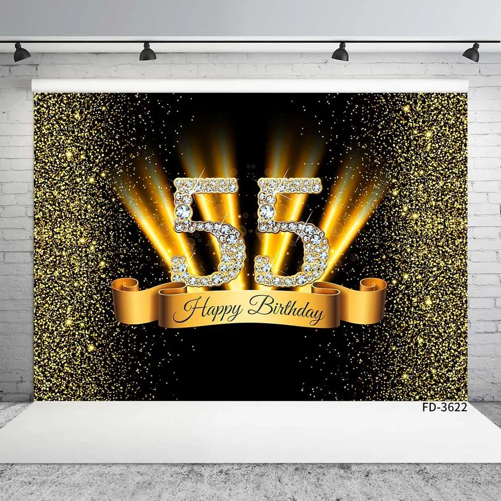 Happy 50th 40 30 25 18 Birthday Party Photo Background Props Gold Polka Dot Sequins Poster Photography Backdrops Photo Studio photo backdrop