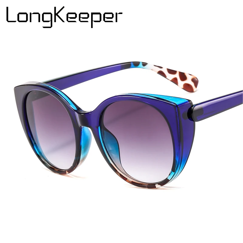 

LongKeeper, сексуальные женские солнцезащитные очки кошачий глаз, Женские винтажные брендовые синие солнцезащитные очки для женщин, леопардовые очки, UV400, oculos feminino