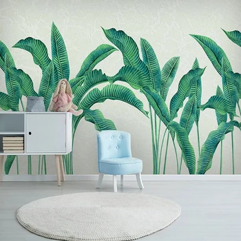 

Hand Painted Green Leaf Custom 3D Photo Wallpaper For Bedroom Living Room Kitchen Background Wall Mural Wallpapers Home Decor