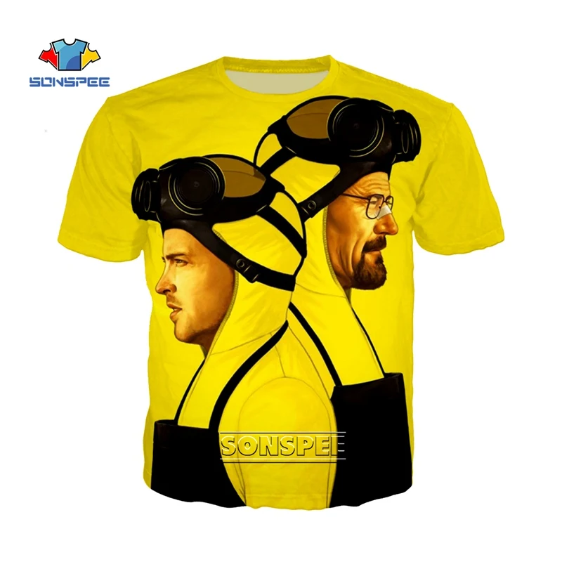 

SONSPEE Breaking Bad T Shirt Harajuku Women Men 3D Print Summer Vintage T-shirt Casual Gym Short Sleeve Tshirt Homme