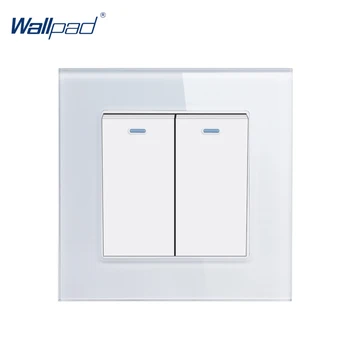 

2 Gang Reset Wallpad Crystal Glass 110V-250V EU UK Standard Light 2 Gang Momentary Contact Curtain Reset Push Button Switch