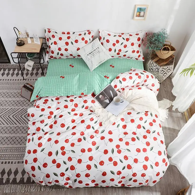 

3/4pcs/set Comfortable White Flower Elk Space Printing Family Bedding Set Solid Bed Linings Duvet Cover Bed Sheet Pillowcases