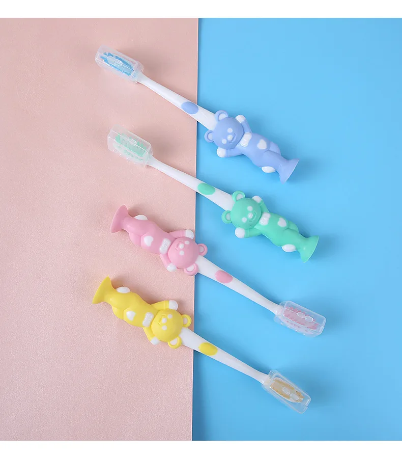 CHILDREN'S Cartoon Toothbrush Bamboo Charcoal Soft Bristle 4 Pack Silica Gel Cute Cleaning Teeth Toothbrush Short Handle Toothbr