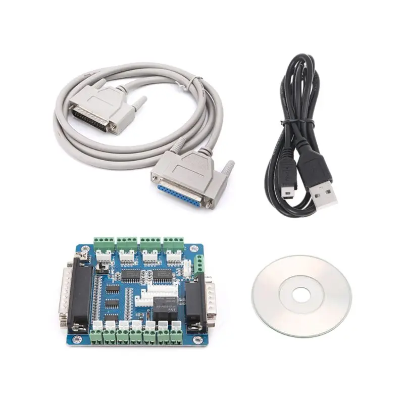Плата Интерфейс адаптер для шагового двигателя+ USB DB25 Кабель 5 оси ЧПУ Breakout
