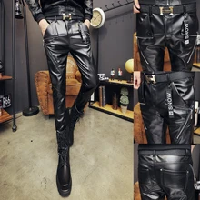 Новые модные мужские брюки из искусственной кожи на осень и зиму