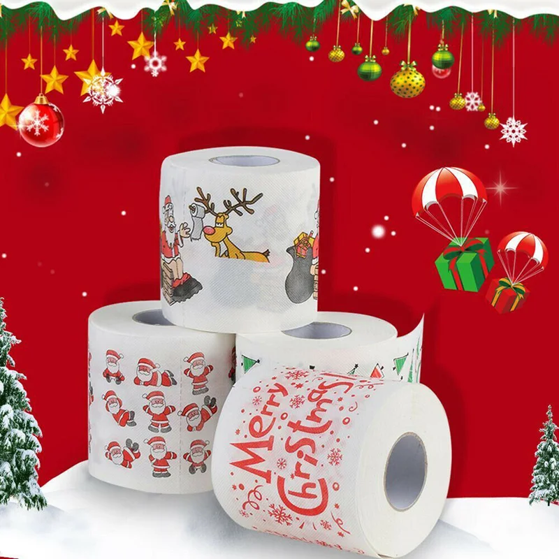 1 рулон Санта Клаус/олень рождественские товары печатная туалетная бумага домашняя Ванна Гостиная Туалет Рулон Бумажных Салфеток Рождество