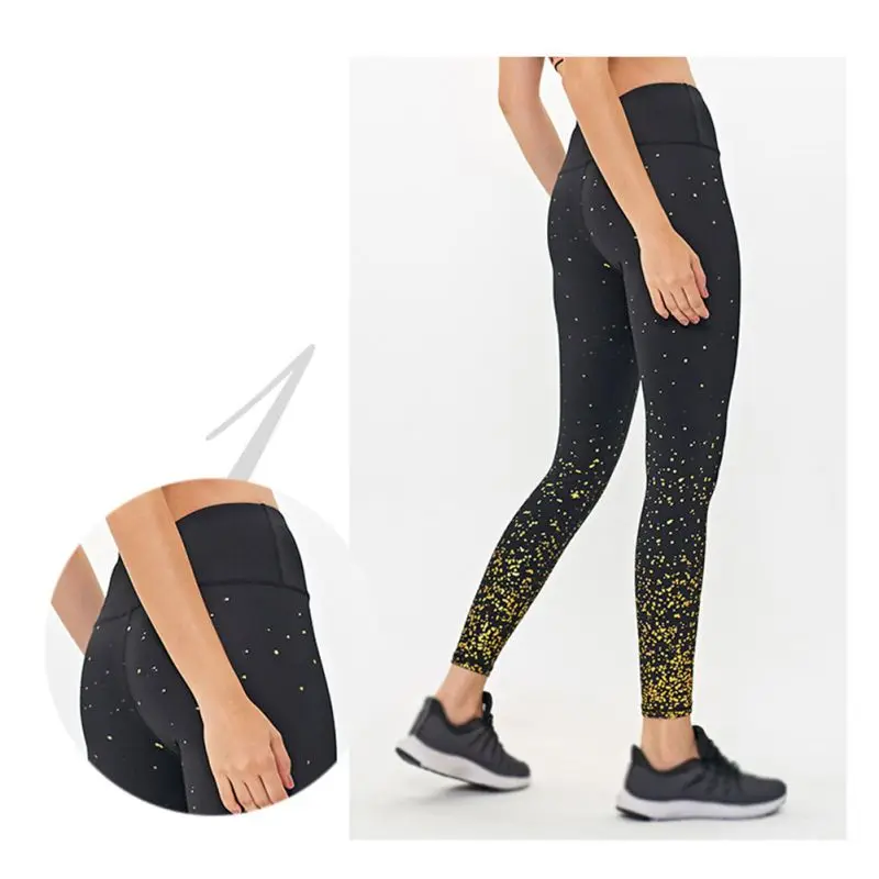 Starry Star Print Yoga Pants Women European And American Stretch Yoga Wear Belly High Waist Sports Tights