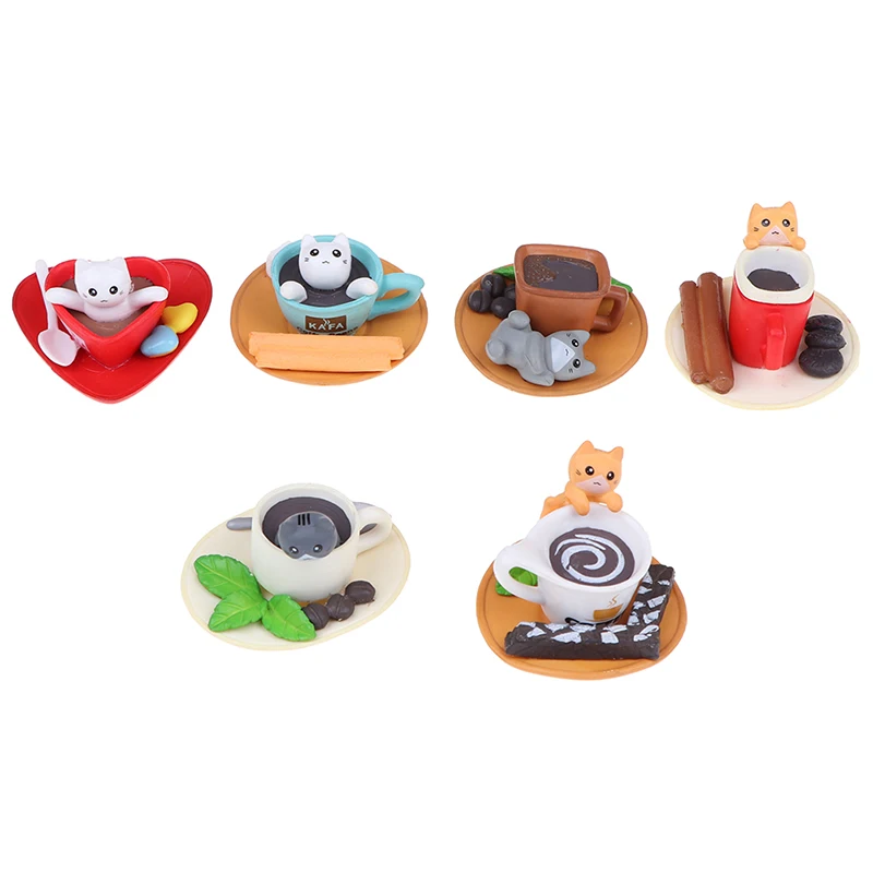 1 Piece Coffee Cat Animal Miniature Fairy Garden Home Decoration Mini Craft Dollhouse Micro Decor DIY Gift