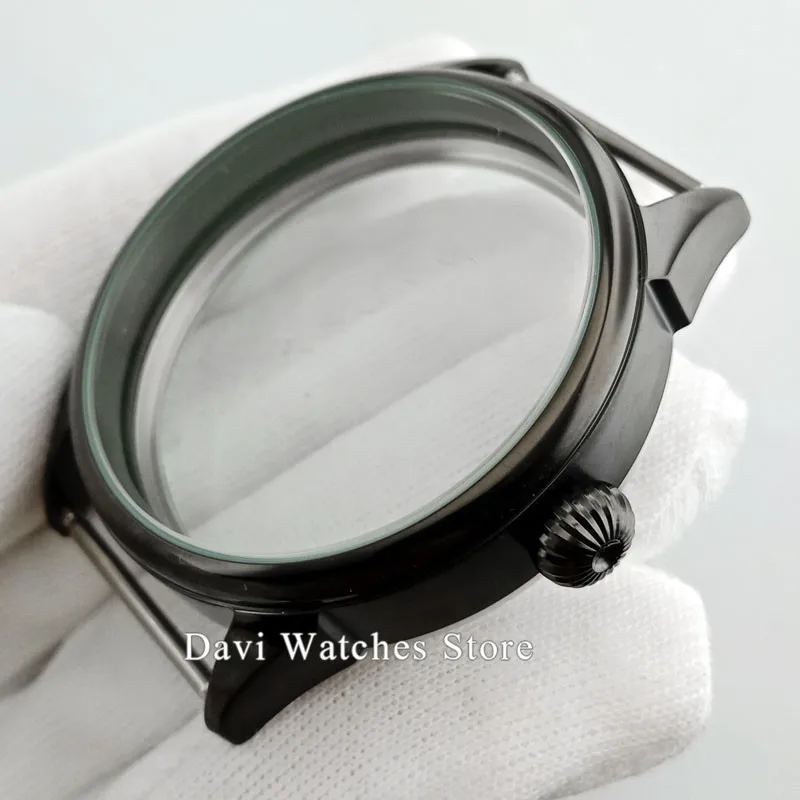 

42mm Corgeut Black PVD Watch Case ETA 6497/6498 Seagull ST36 Mechanical Watch