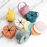 Cartoon Animal Infant Learning Feeding Cup Portable Solid Food Storage Box Snack Storage Container With Silicone Lid Baby Stuff 2