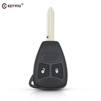 

KEYYOU 2 Button Car Key Shell Case Replacement Fob Uncut Remote Blade Case Cover For Chrysler 300C PT CRUISER For Jeep Dodge