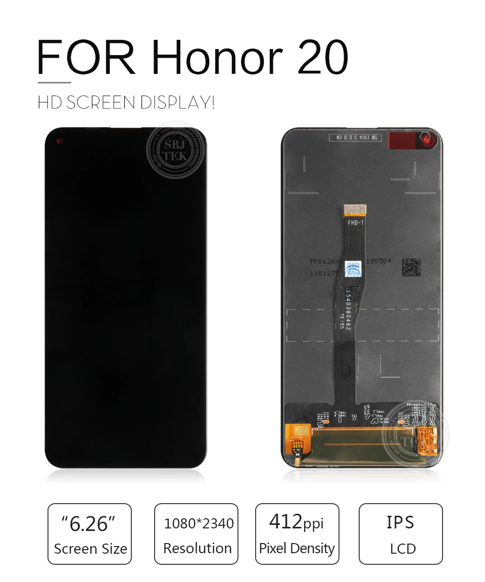 6,3 дюймов для huawei Honor 20/Для huawei Nova 5T Глобальный ЖК-дисплей кодирующий преобразователь сенсорного экрана в сборе Замена