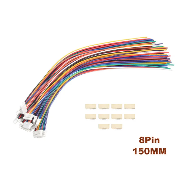 10 шт./набор, SH-1.0mm 28AWG соединители проводов 2,54 мм 2/3/4/5/6/7/8/9/10Pin мужской и женский разъем PCB с 15 см линии - Цвет: 8Pin