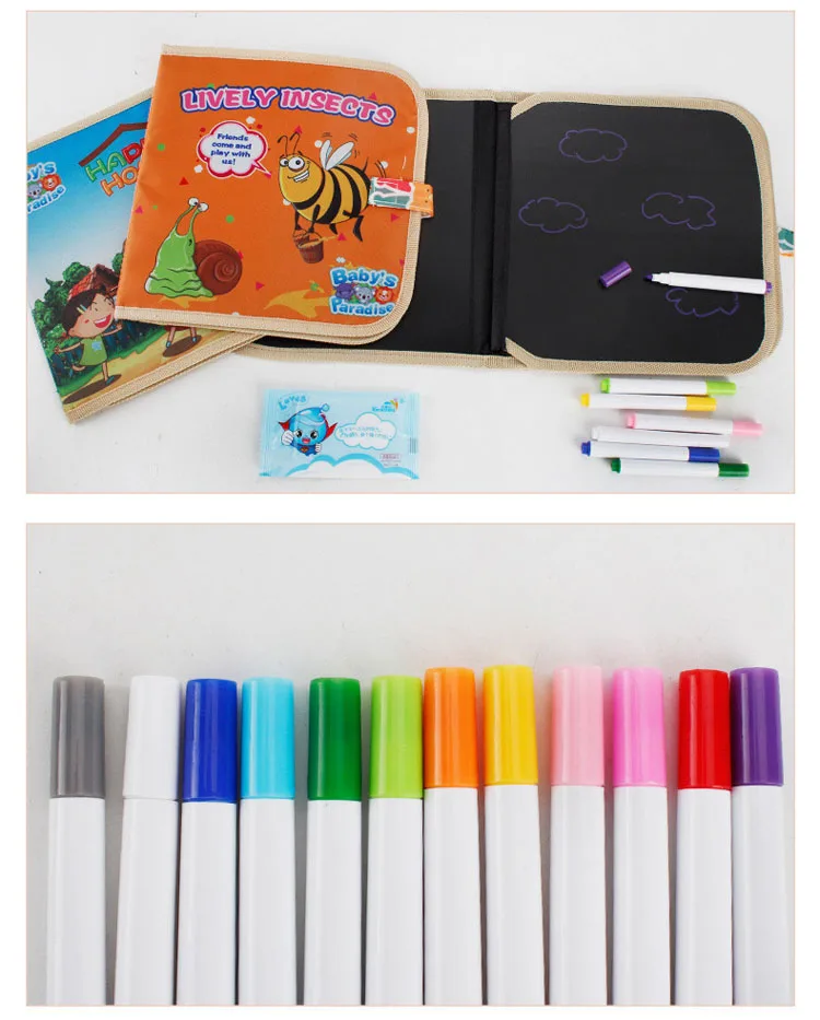 Детский переносной блокнот для рисования, Волшебная книга для рисования, цветная книга для рисования, 12 шт., ручная раскраска для детей