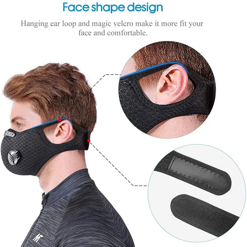 Mask 4 Replacement Pad 2 Exhaust Valves Breathable Half Face Reusable Mask Face Cover For Cycling Outdoor Working Essential