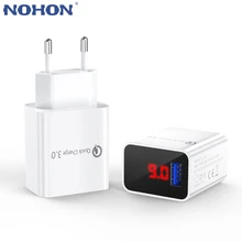 Display digital qc 3.0 carregador usb para iphone 12 11 pro 6 7 8 plus samsung xiaomi huawei telefone móvel carregamento rápido adaptador de parede