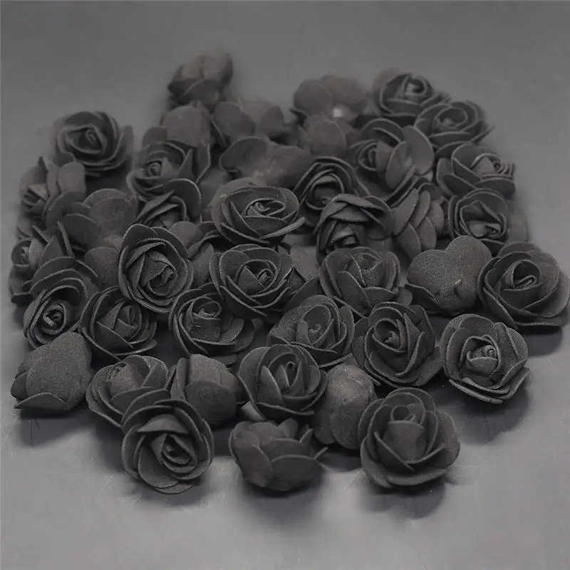 50 шт 100 шт 500 шт Дешевые мини черные ПЭ Пена головка розы поддельные цветы, изготовленные вручную Свадебные украшения