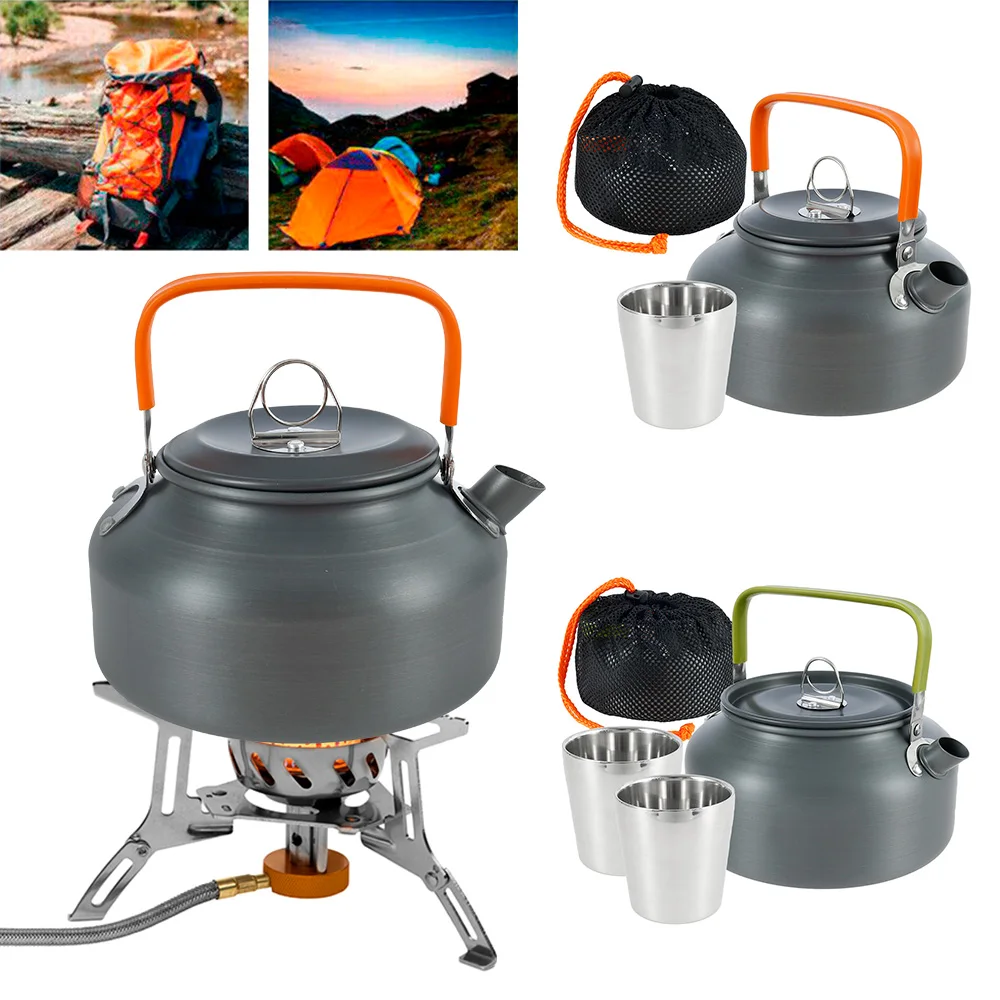 Camping Cookware Kit Outdoor Aluminum Cooking Set Water Kettle Pan Pot Travelling Hiking Picnic BBQ Tableware Equipment