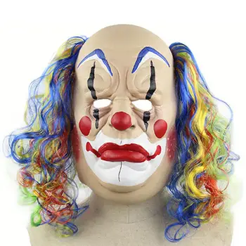 

Halloween Clown Mask Latex Scary Funny Mask with Curly Hair Party Costume Cosplay Props