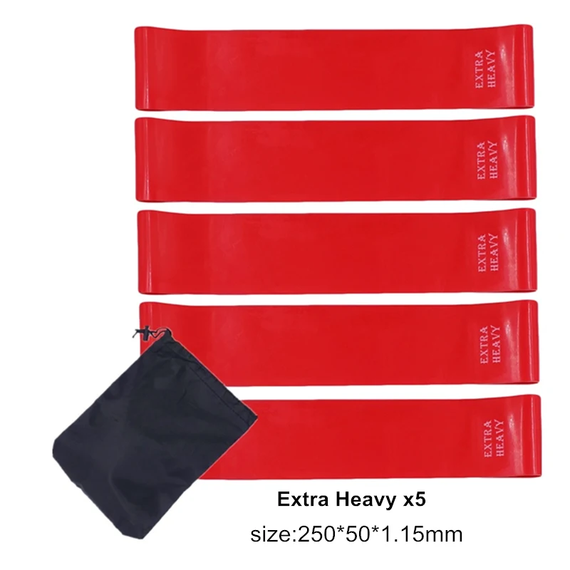 5PCS-Red-25cm Фитнес резинки резинка для фитнеса 10-12 дюймовые усиленные Эспандеры набор упражнений петли Премиум ленты для тренировок для ног и пинетки силовые тренировки тренажерный зал Кроссфит - Цвет: 5PCS-Red-25cm