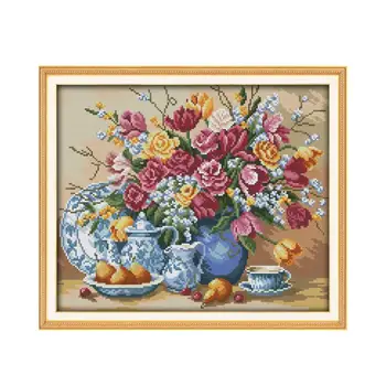 

Fruit Plate and Vase Counted Cross Stitch 11 14CT Cross Stitch Flowers Needlework Embroidery Kit Printed Canvas Home Wall Decor