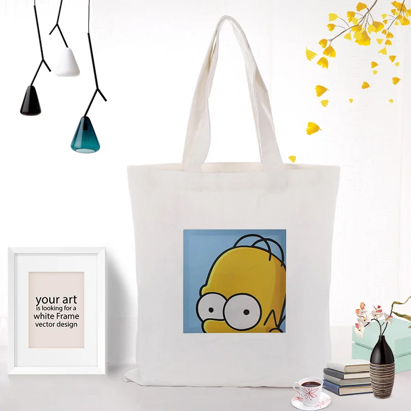 Сумка Симпсон Холщовая Сумка для покупок текст DIY ежедневное использование пользовательский принт Логотип эко многоразовая утилизация