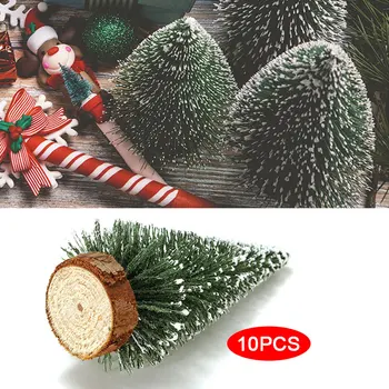 

Xmas Tree Plastic Home Santa Tree Christmas Tree 10pcs Village Putz House Wedding Decor Tabletop Sisal Bottle Brush Mini